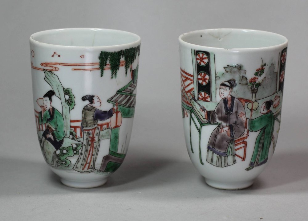 X20 Pair of famille verte beakers, Kangxi (1662-1722)