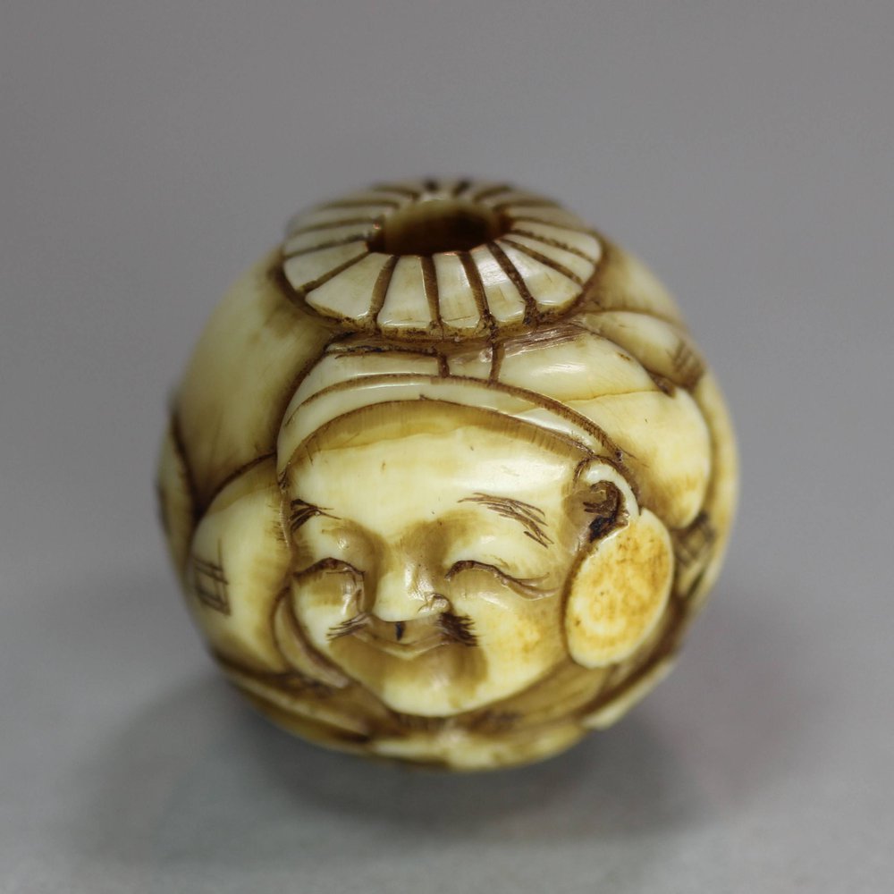 X227 Japanese ivory ojime bead, Meiji period