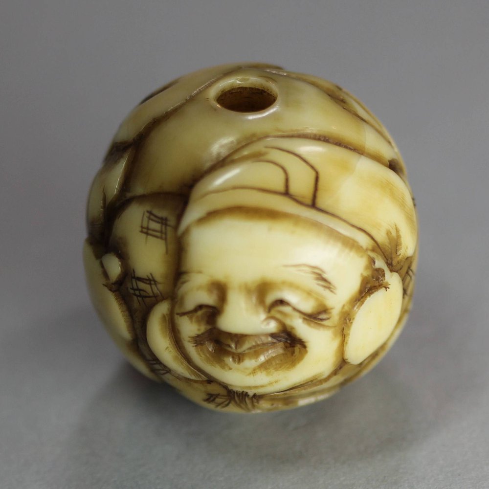 X228 Japanese ivory ojime bead, Meiji period