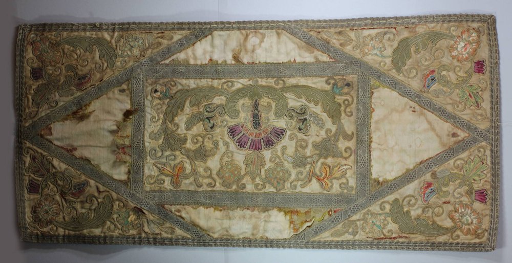 X241 Embroidered panel, dimensions: 28 1/2in., 13 1/2in.