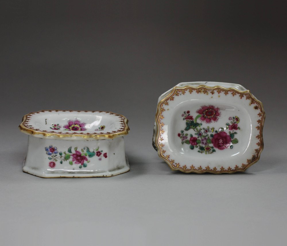 X257 Pair of famille rose salts, Qianlong (1736-1795)