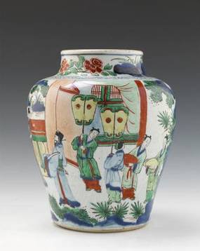X277 Wucai jar, Transitional period, circa 1640
