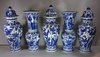 X325 Superb Chinese blue and white five-piece garniture