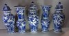 X325 Superb Chinese blue and white five-piece garniture