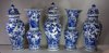 X325 Superb Chinese blue and white five-piece garniture