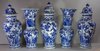 X325 Superb Chinese blue and white five-piece garniture