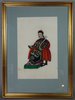 X410 Pith paper drawing, 19th century, of a seated dignitary