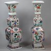 X42 Pair of famille verte porcelain square-section vases