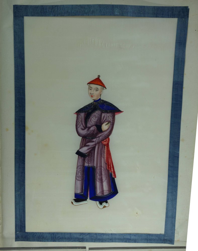 X420 Pith paper drawing, 19th century, of a dignitary