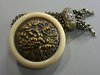 X422 Japanese ivory and gilt metal kagambuta netsuke