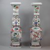 X42 Pair of famille verte porcelain square-section vases