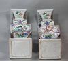 X42 Pair of famille verte porcelain square-section vases