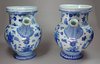 X435 Pair of Italian blue &amp; white Savona syrup jars