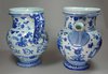 X435 Pair of Italian blue &amp; white Savona syrup jars