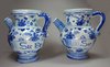 X435 Pair of Italian blue &amp; white Savona syrup jars