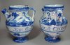 X436 Pair of Italian blue &amp; white Savonna syrup jars