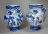 X436 Pair of Italian blue &amp; white Savonna syrup jars