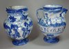 X436 Pair of Italian blue &amp; white Savonna syrup jars