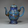 X458 Blue enamel coffee pot and cover, 18th/19th century