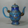 X458 Blue enamel coffee pot and cover, 18th/19th century