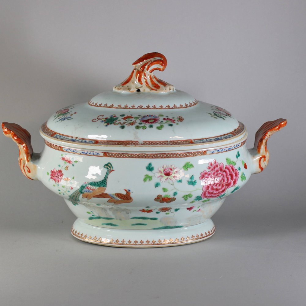 X655 Famille rose oval tureen and cover, Qianlong (1736-95)