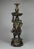 X688 17th century bronze candlestick, height: 11 1/8in.