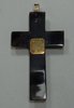 X699t Victorian gold and tortoiseshell pique cross pendant