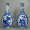 X701 Pair of Chinese blue and white bottle vases