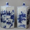 X702 Pair of Chinese blue and white square flasks, c. 1650