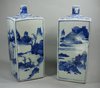 X702 Pair of Chinese blue and white square flasks, c. 1650