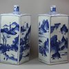 X702 Pair of Chinese blue and white square flasks, c. 1650