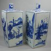 X702 Pair of Chinese blue and white square flasks, c. 1650