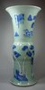 X706 Rare Chinese celadon ground underglaze blue and copper-red beaker