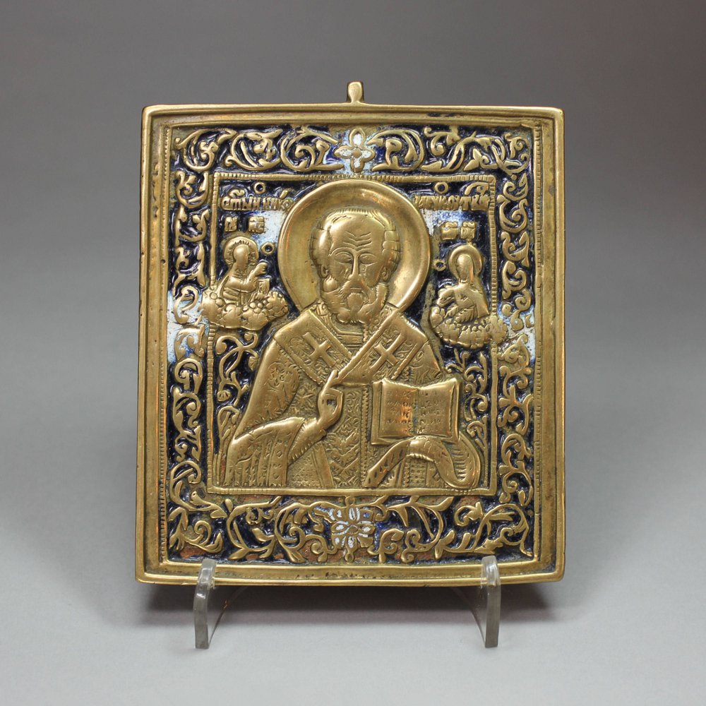 X779 Russian metal travelling icon of St Nicholas of Myra