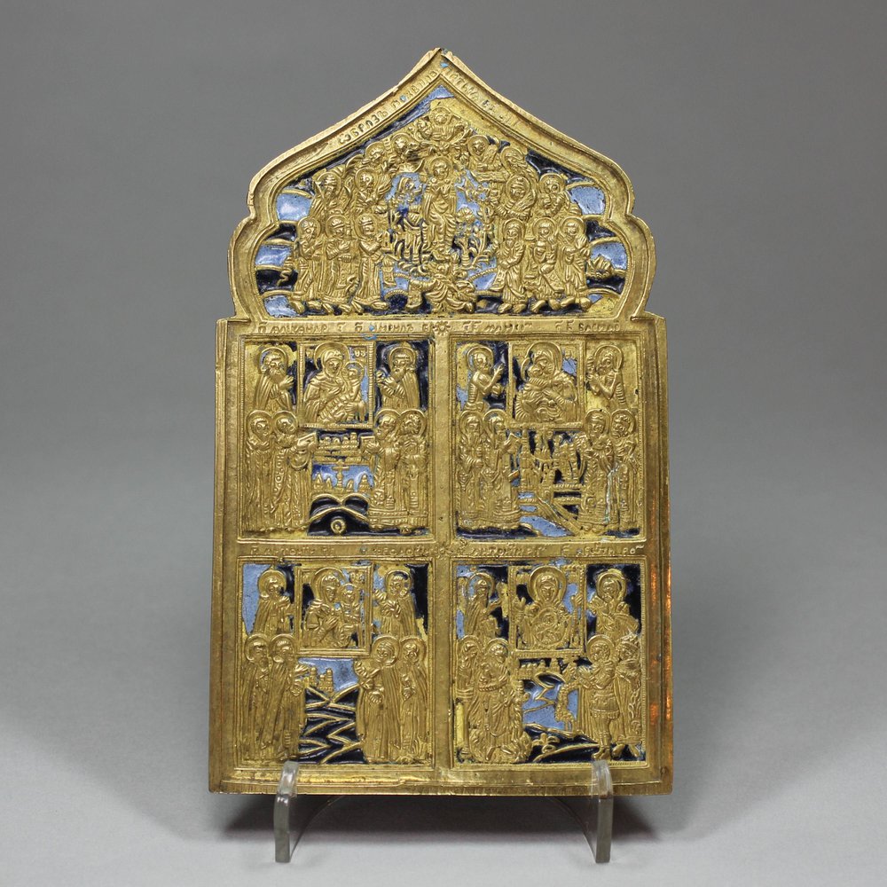 X781 Russian metal travelling icon panel, late 19th century