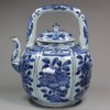 X800 Blue and white kraak wine pot and cover, Wanli (1573-1619)