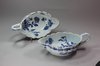 X809 Pair of Chinese blue and white sauce boats with scalloped rims