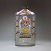 X814 Bohemian painted glass flask, with pewter cap, 18th century