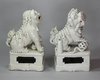 X834 Pair of Chinese blanc de chine Dogs of Fo, late Ming dynasty