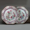 X850 Pair of Chinese octagonal famille rose dishes