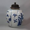 X970 Blue and white ginger jar with pierced wooden cover