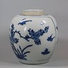 X970 Blue and white ginger jar with pierced wooden cover