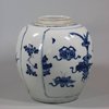 X970 Blue and white ginger jar with pierced wooden cover