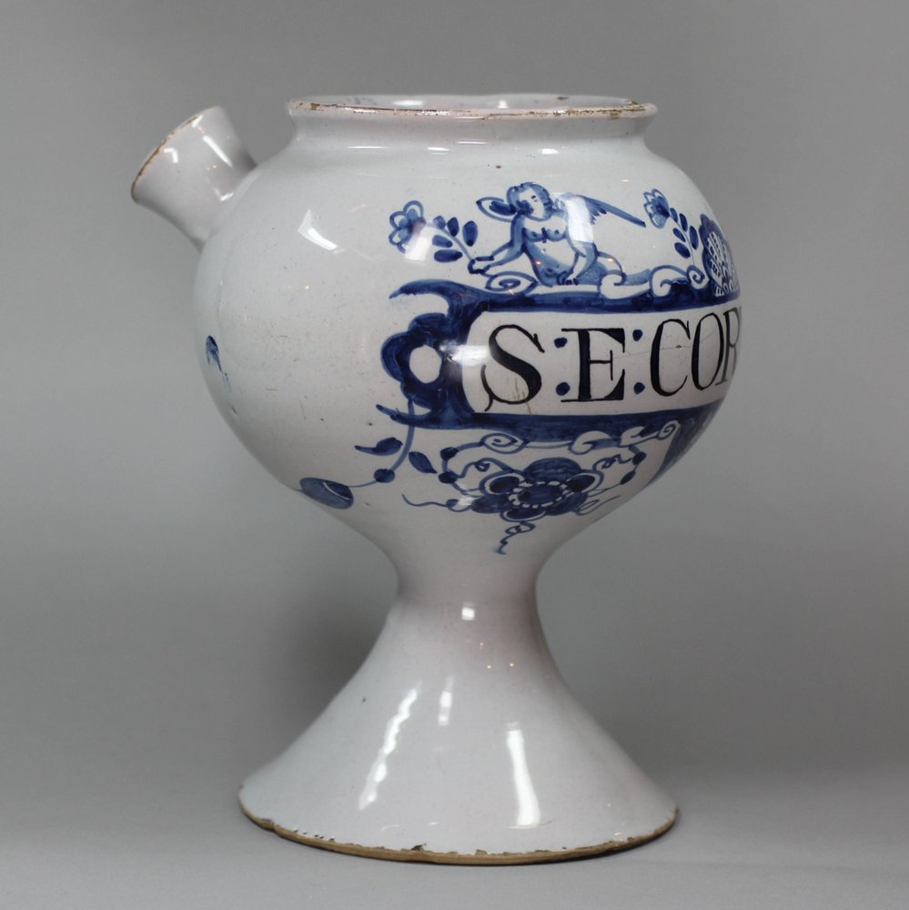 X972 English delft wet drug jar, circa 1720