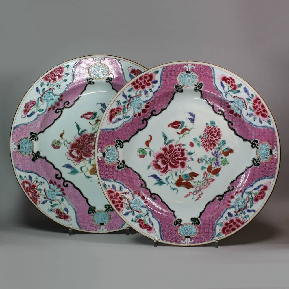 P183 Pair of famille rose chargers, Qianlong (1736-95)
