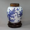 Y131 Blue and white ginger jar with cover and stand