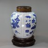 Y131 Blue and white ginger jar with cover and stand