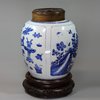 Y131 Blue and white ginger jar with cover and stand