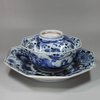 Y168 Japanese Arita blue and white octagonal covered bowl and under