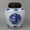 Y184 Blue and white ribbed ginger jar, Kangxi (1662-1722)
